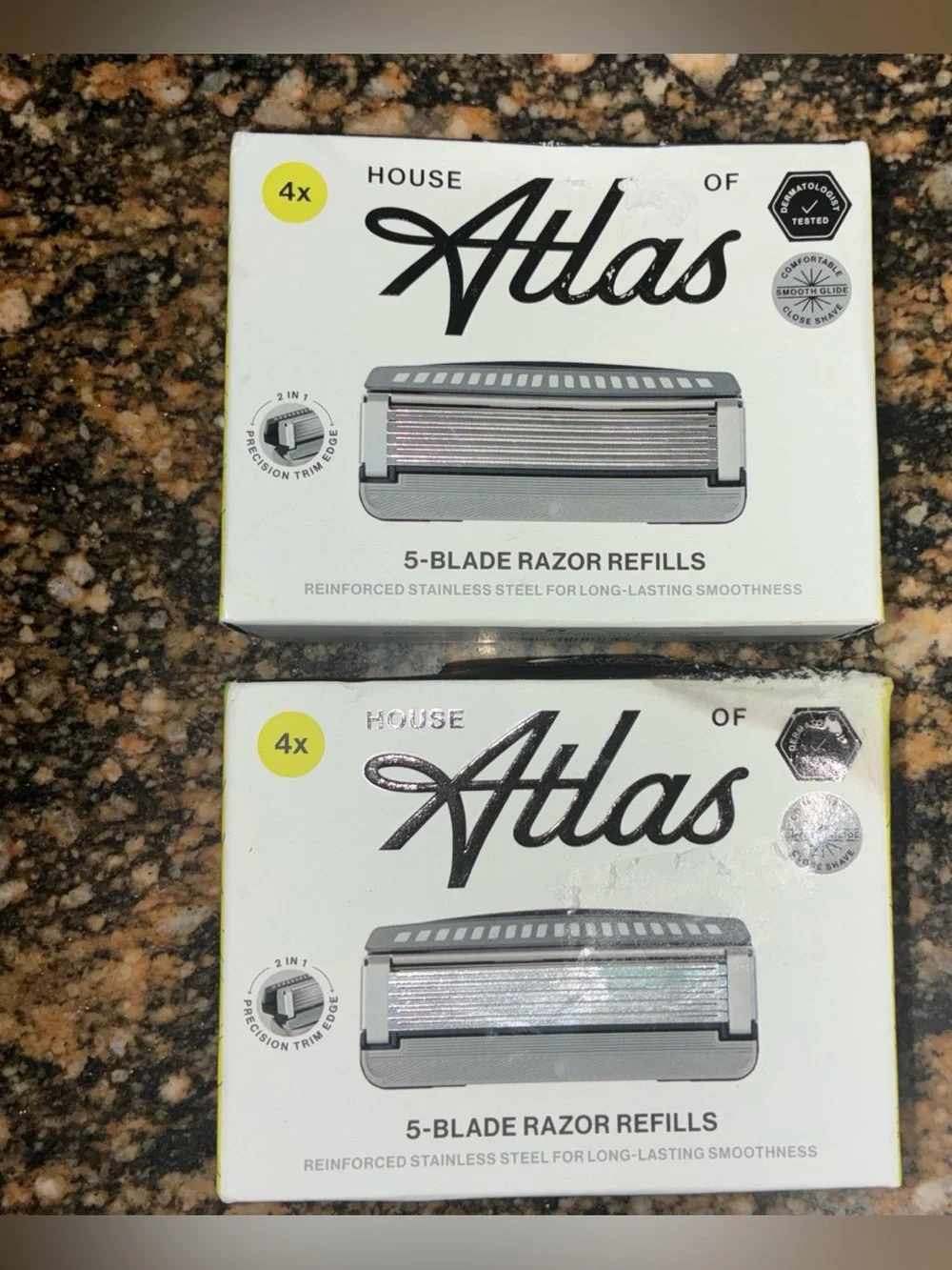 2 New House of Atlas 5-Blade Razor Refills 4 Pack Stainless Steel